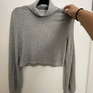 Garage Light Gray Ribbed Turtleneck Sweater